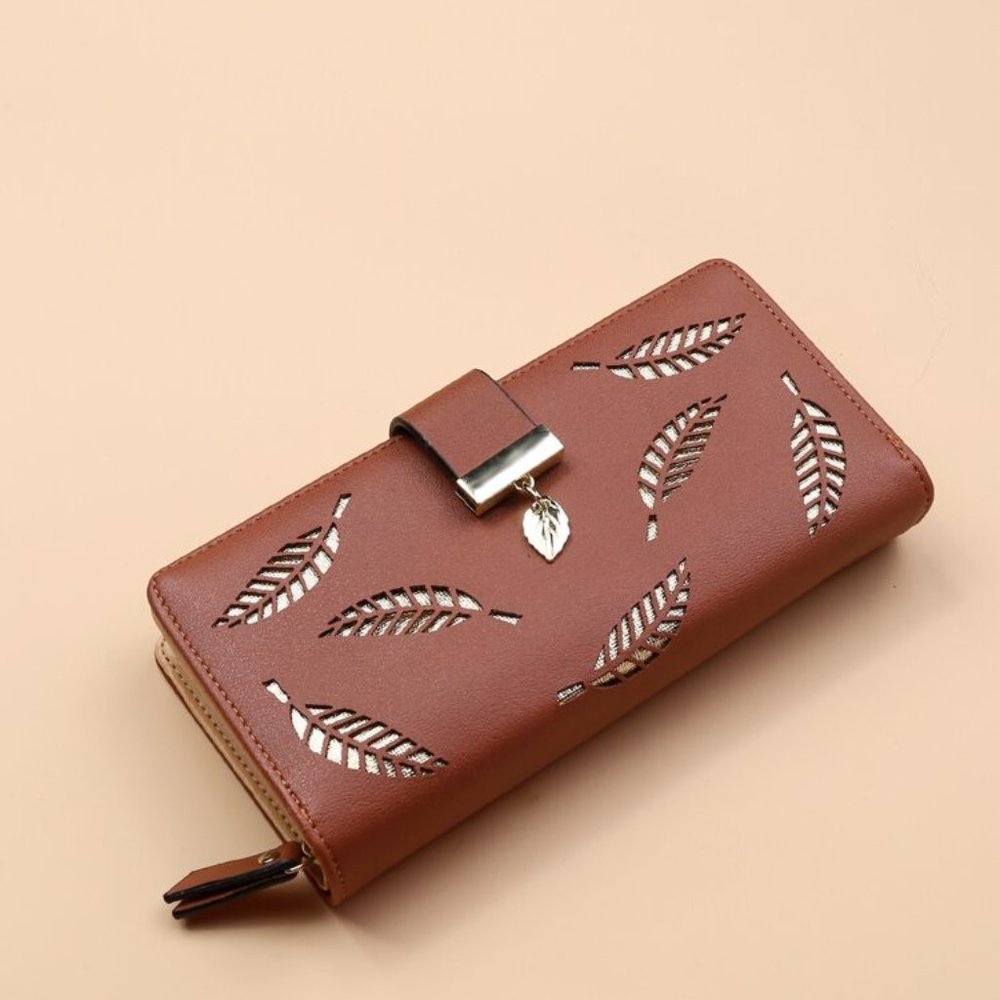 Leaf Graphic Zippered Wallet, NWT